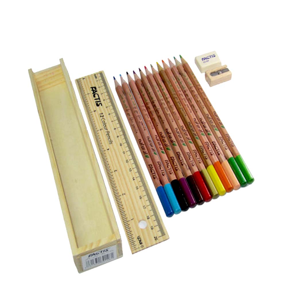 مداد رنگی 12 رنگ فکتیس جعبه چوبی